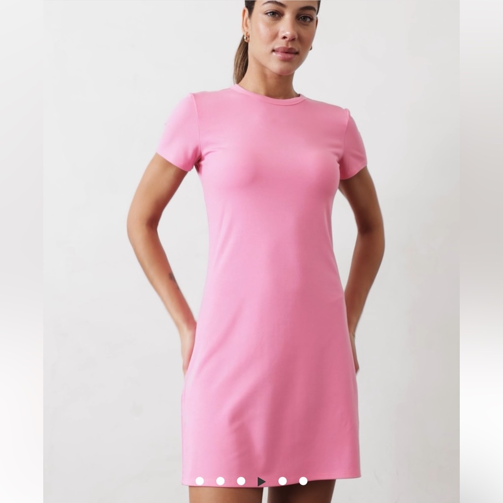 ✨ATHLETA✨ Raphanus Pink Signature Rib Tee Short Sleeve Dress Size XL